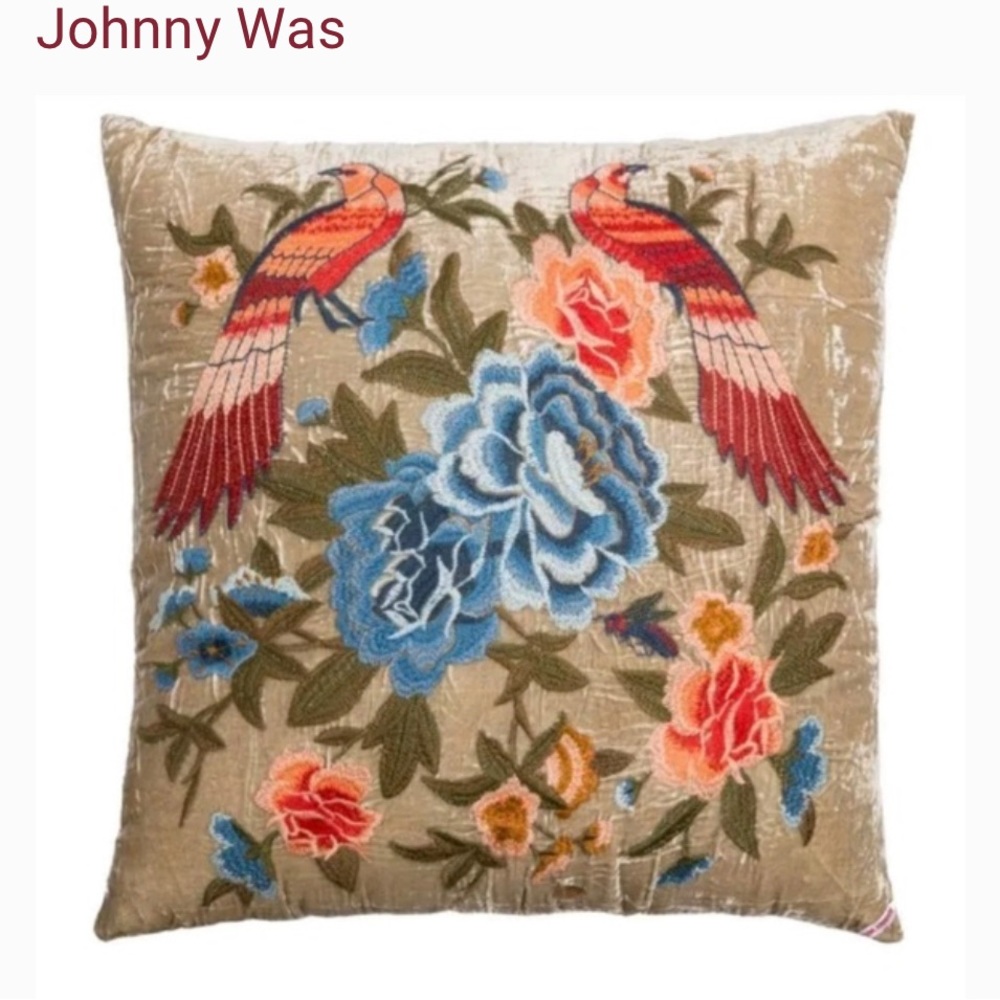 Johnny Was Large a pillow velvet embroidered